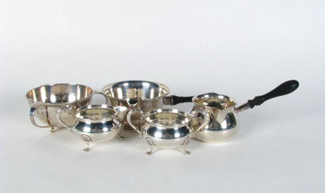 Appraisal: Five Sterling Silver Table Accessory Items including sugar and creamer