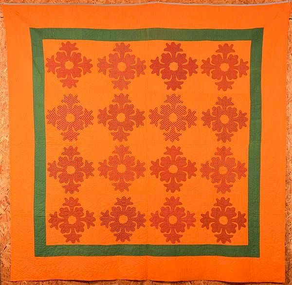 Appraisal: Antique Floral Pattern Friendship Quilt Antique Floral Pattern Friendship Quilt