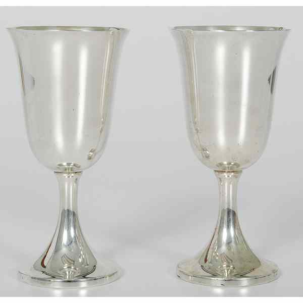 Appraisal: Sterling Silver Wine Goblets th century a pair of sterling