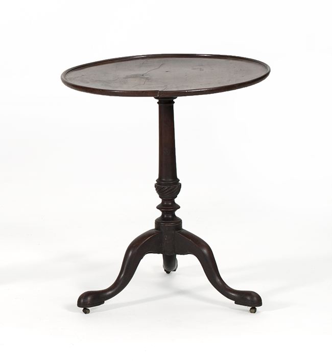 Appraisal: ANTIQUE ENGLISH DISH-TOP STAND Mid- th CenturyIn mahogany Turned pedestal