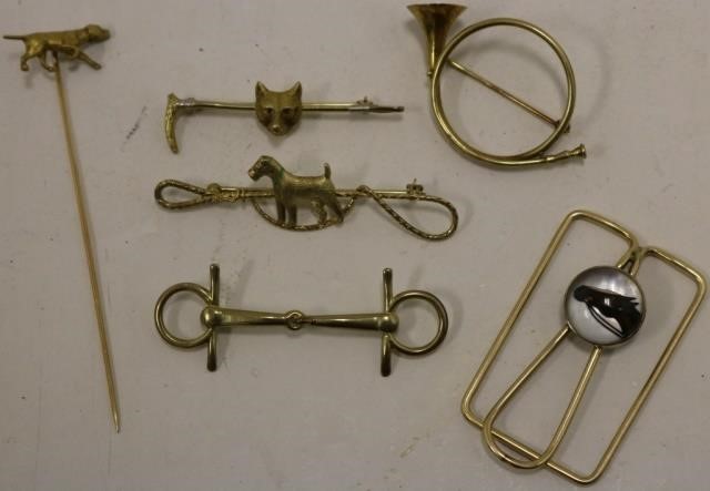 Appraisal: PIECES OF EQUESTRIAN KT GOLD JEWELRY TOINCLUDE PINS TO A