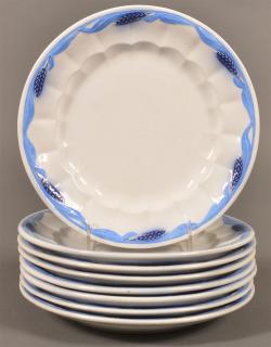 Appraisal: Ironstone China Blue Wheat Pattern Plates Eight Ironstone China Blue