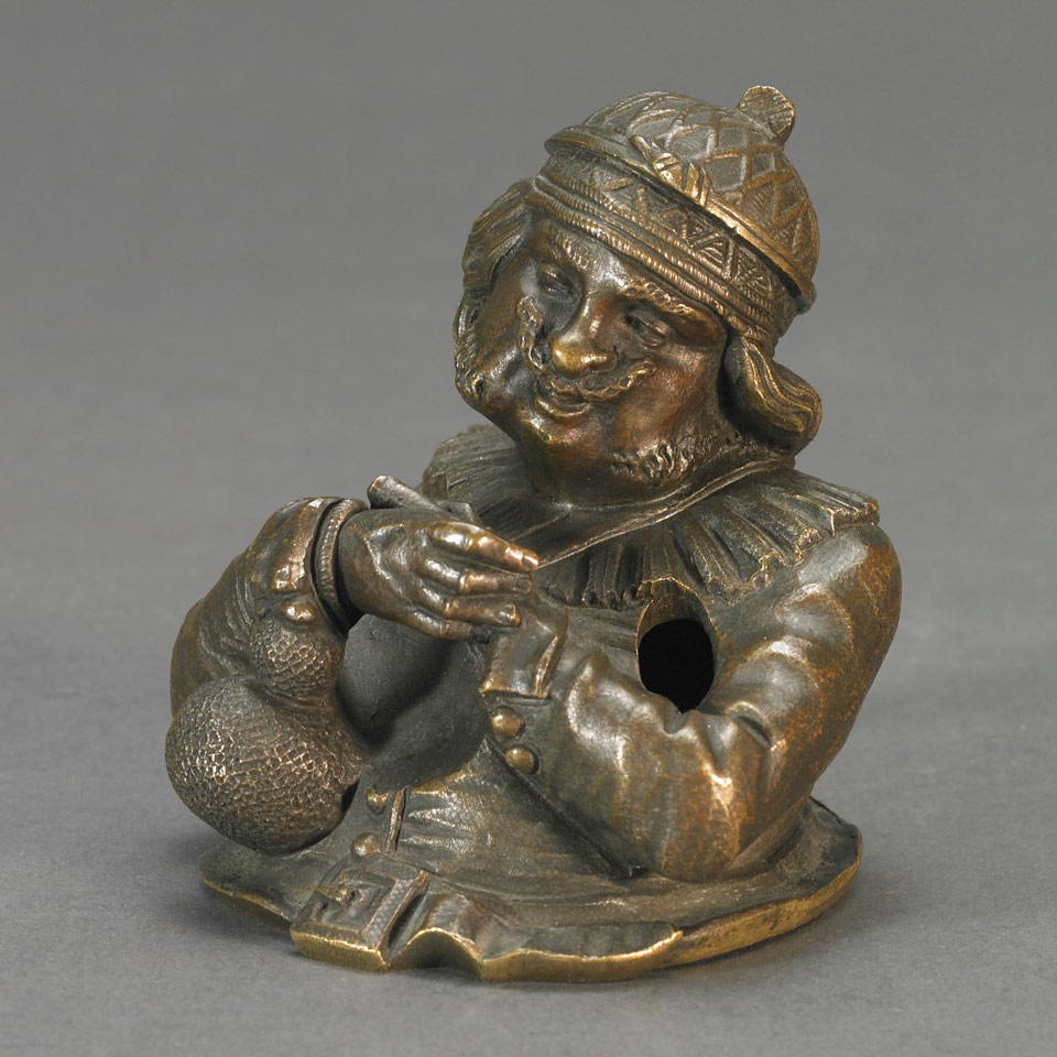 Appraisal: French Patinated Bronze Figural Inkwell by Alphonse Giroux Modelled as