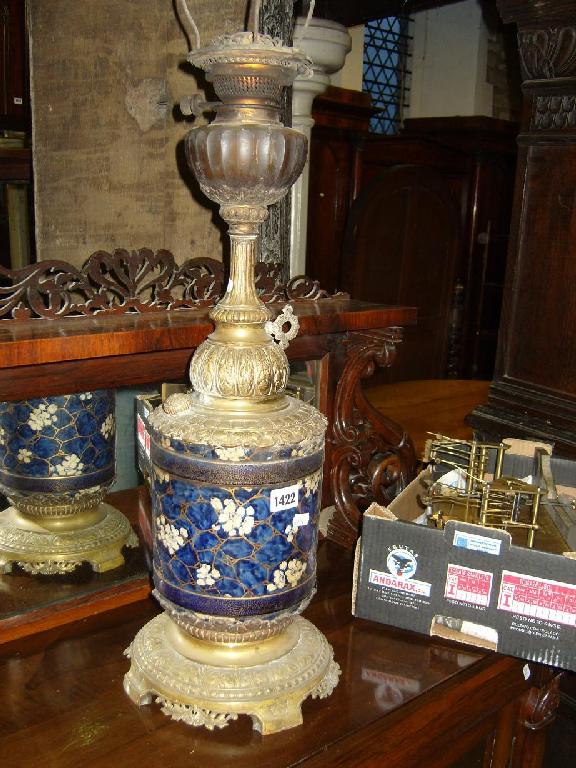 Appraisal: An unusual late Victorian cast brass oil lamp with foliate