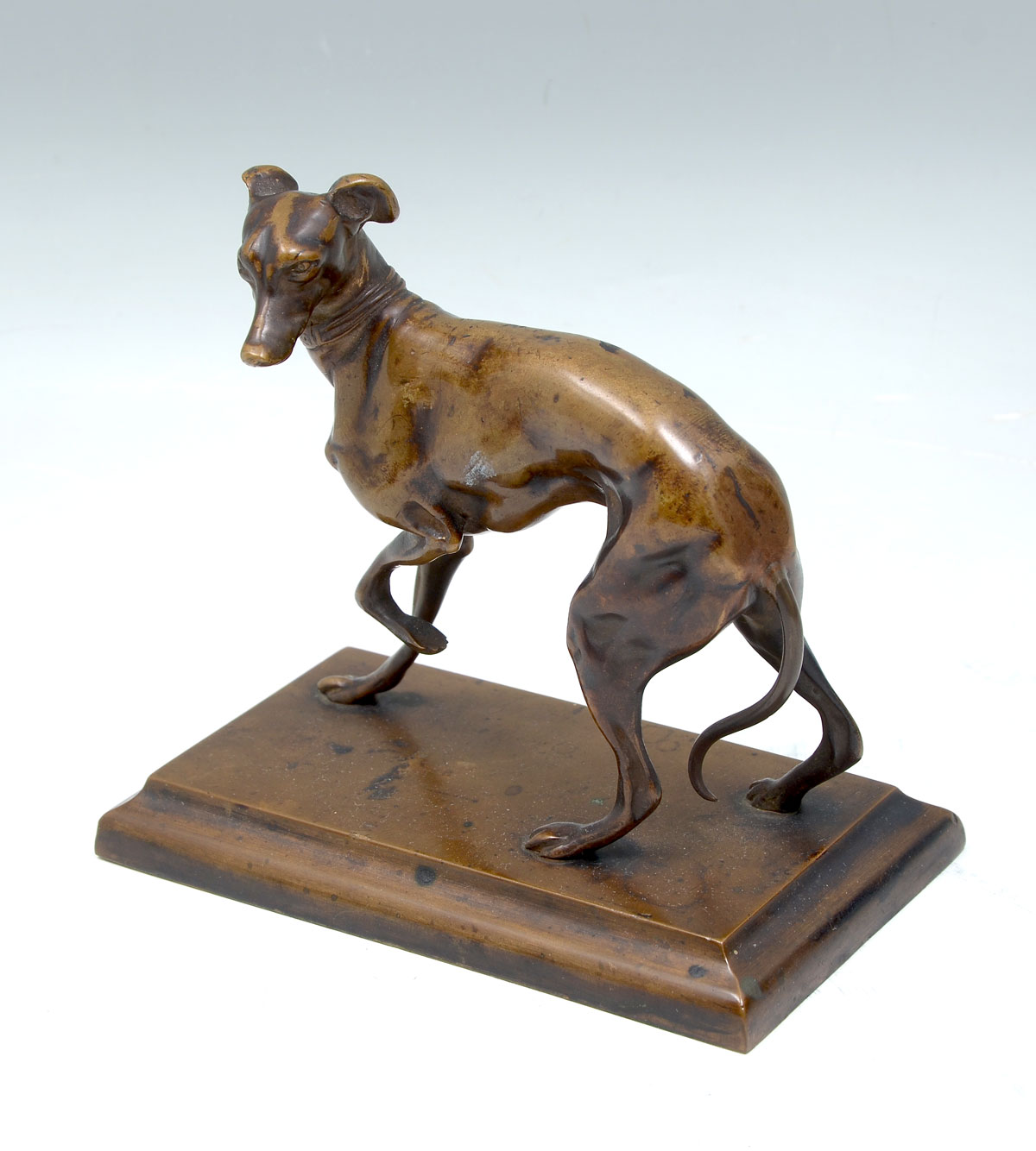 Appraisal: BRONZE WHIPPET SCULPTURE IN THE STYLE OF MENE '' h