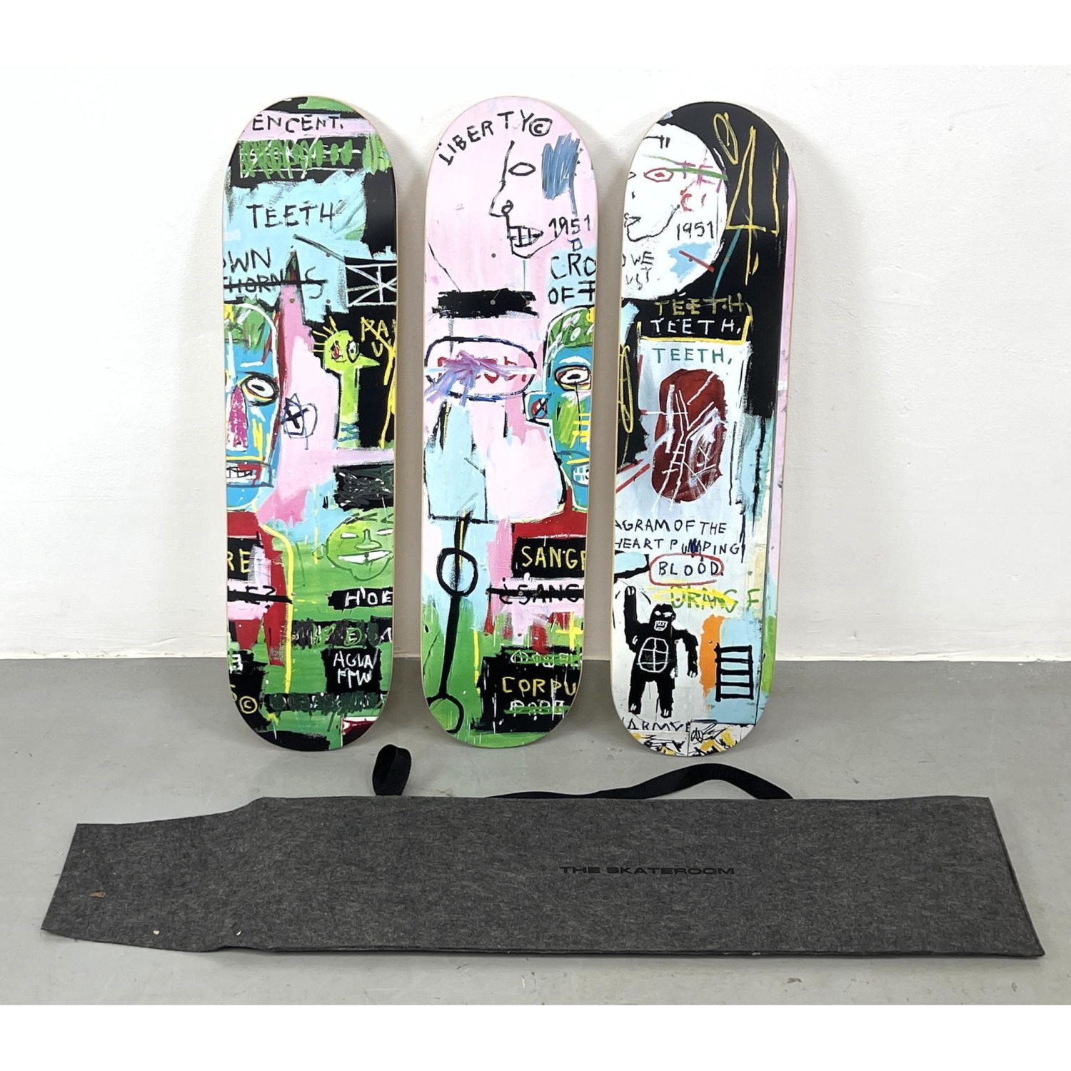 Appraisal: Set Jean-Michel Basquiat Limited edition Skateboard Deck Boards The Skateroom