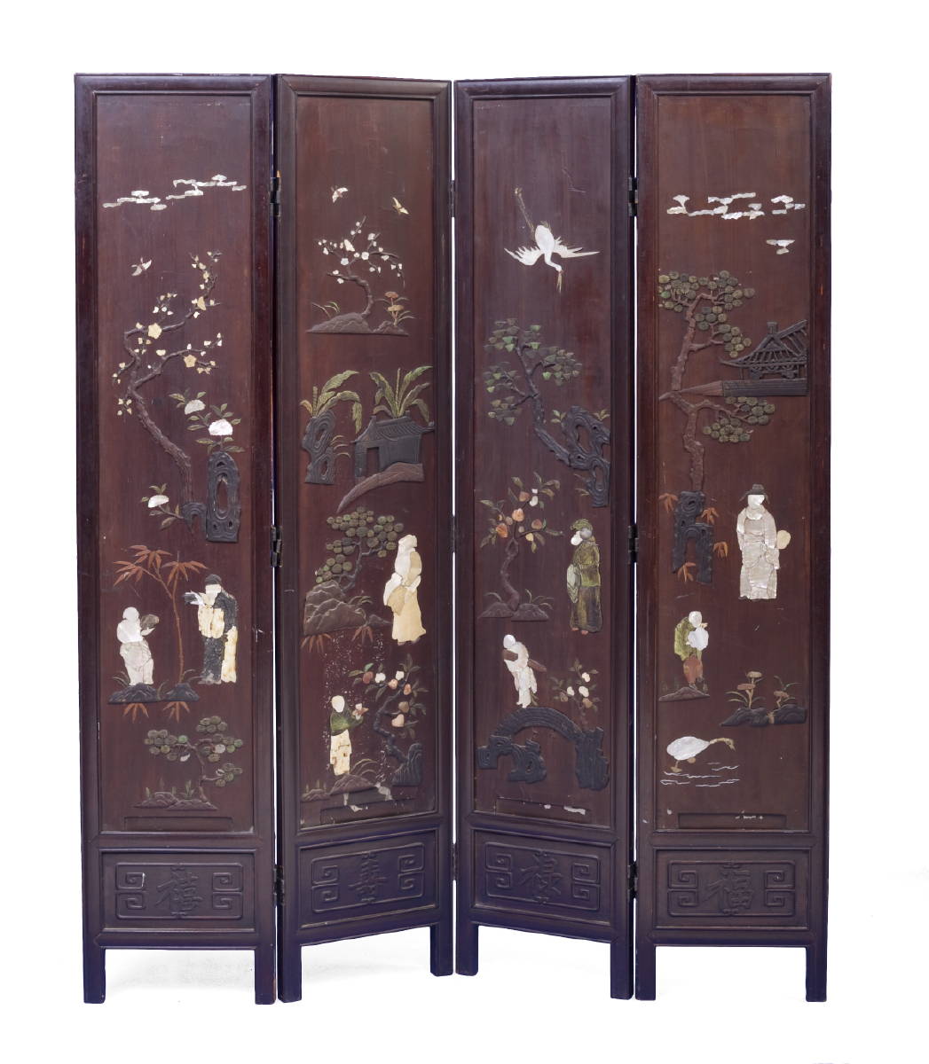 Appraisal: CHINESE quot COROMANDEL STYLE quot EIGHT-PANEL FOLDING SCREEN The front