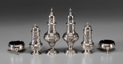 Appraisal: Six Pieces English Silver Hollowware pair George III open salts