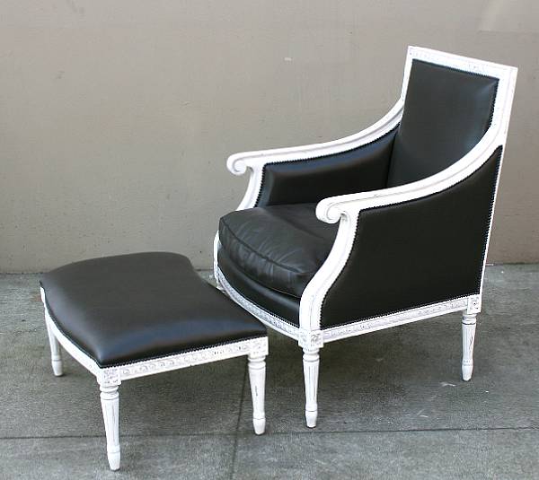 Appraisal: A pair of Louis XVI style white painted fauteuils a