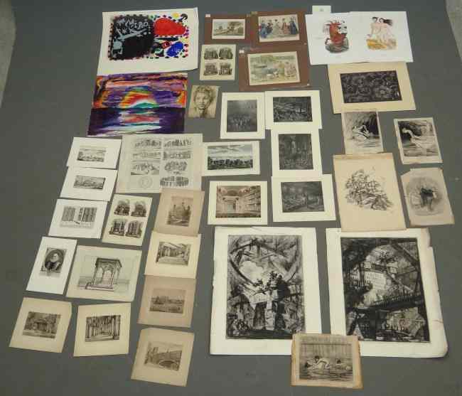 Appraisal: Lot misc artwork in portfolio including including early ''Joannes Rommel''