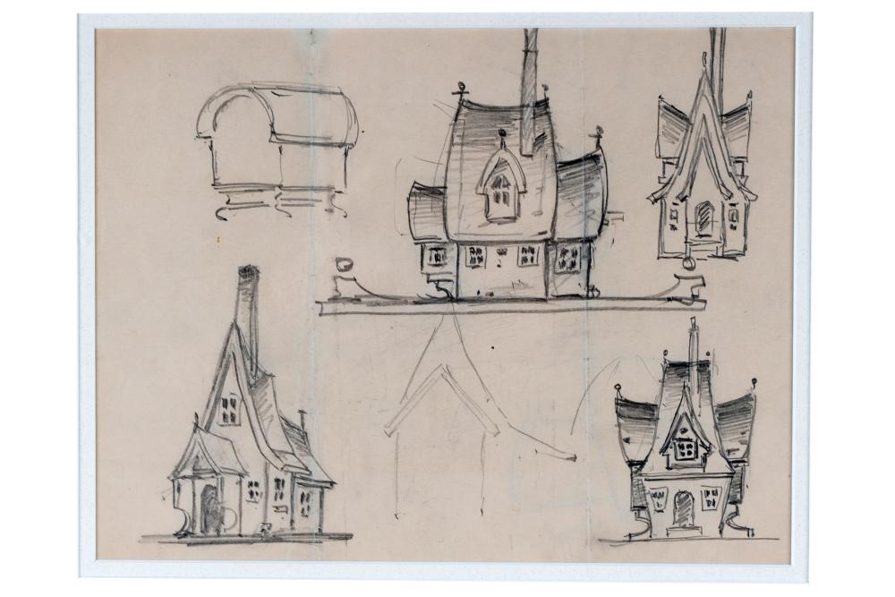 Appraisal: EDGAR PAYNE - DESIGNS FOR BIRDHOUSES pencil on paper unsigned