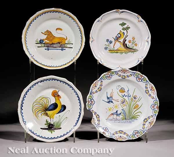 Appraisal: A Group of Four Continental Faience Plates th c various