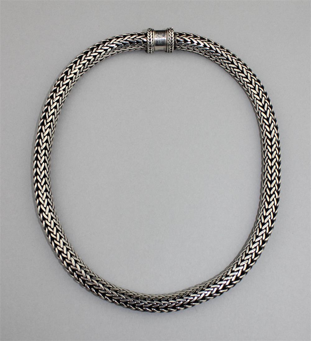 Appraisal: HEAVY STERLING WOVEN NECKLACE BY SUARTI the sterling necklace is