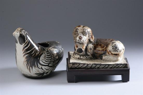 Appraisal: CHINESE CIZHOU POTTERY FIGURE OF DOG AND COCKEREL - Dog