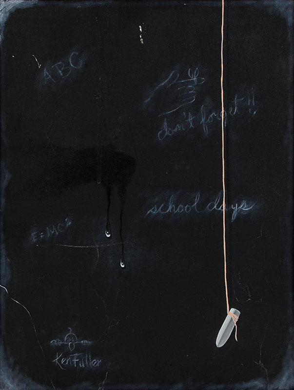 Appraisal: FULLER Ken American b Trompe L'Oeil Painting of Chalkboard with