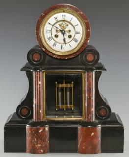 Appraisal: Vincenti Cie Slate and Marble Clock Vincenti Cie black slate