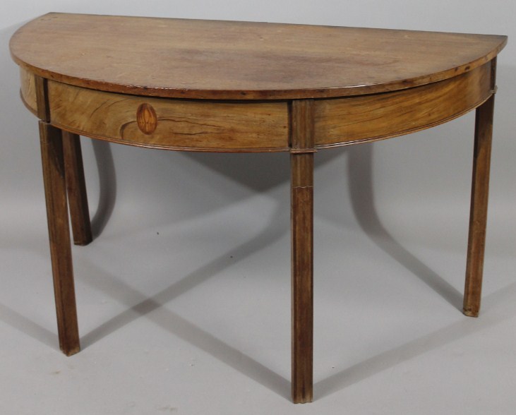 Appraisal: An early thC mahogany D-end table on square fluted supports