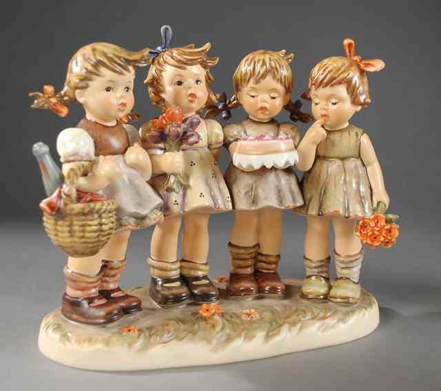 Appraisal: GERMAN HUMMEL PORCELAIN FIGURAL GROUP ''We Wish You The Best