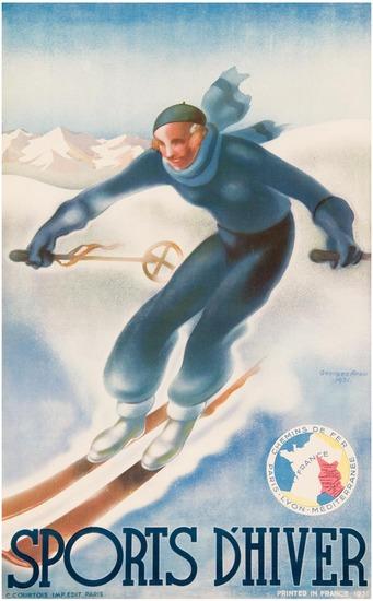 Appraisal: AROU GeorgesSPORTS D'HIVER offset lithograph in colors condition A- printed