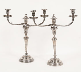 Appraisal: Pair of George III silver candelabra with marks for William