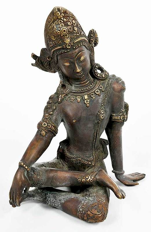 Appraisal: Tibetan Bronze Seated Boddhisatva th th century lotus pose statue