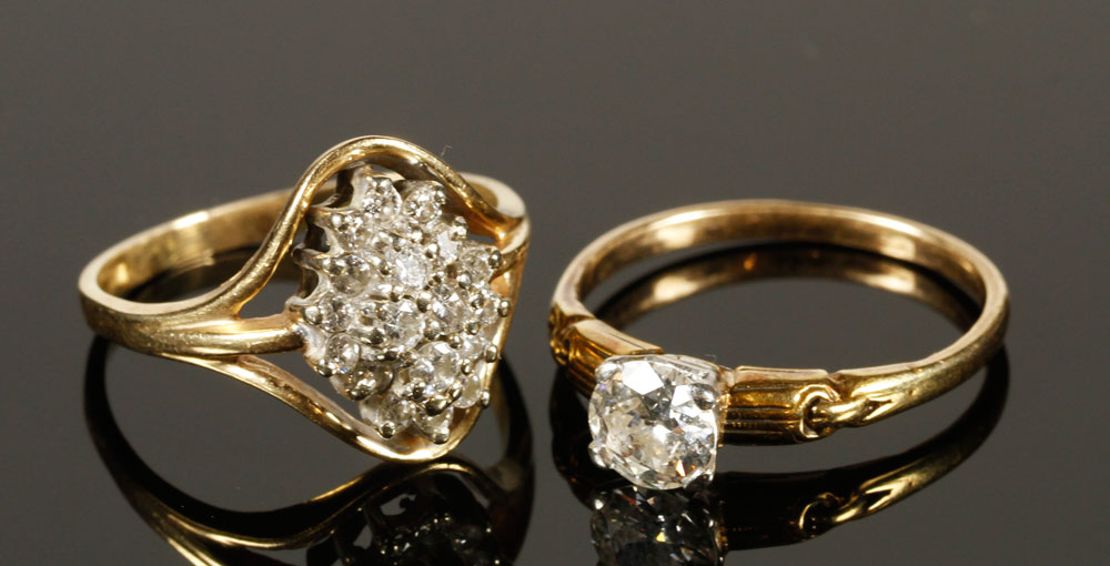 Appraisal: - Lot of Two K Diamond Rings Lot of two