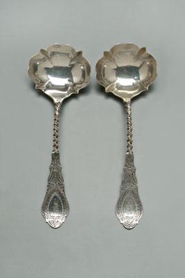 Appraisal: Pair Albert Cole coin silver ladles bright-cut engraved handles twist