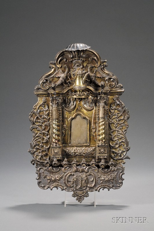 Appraisal: Important Silver and Silver-gilt Synagogue Ark-form Hanukkah Lamp Brody dated