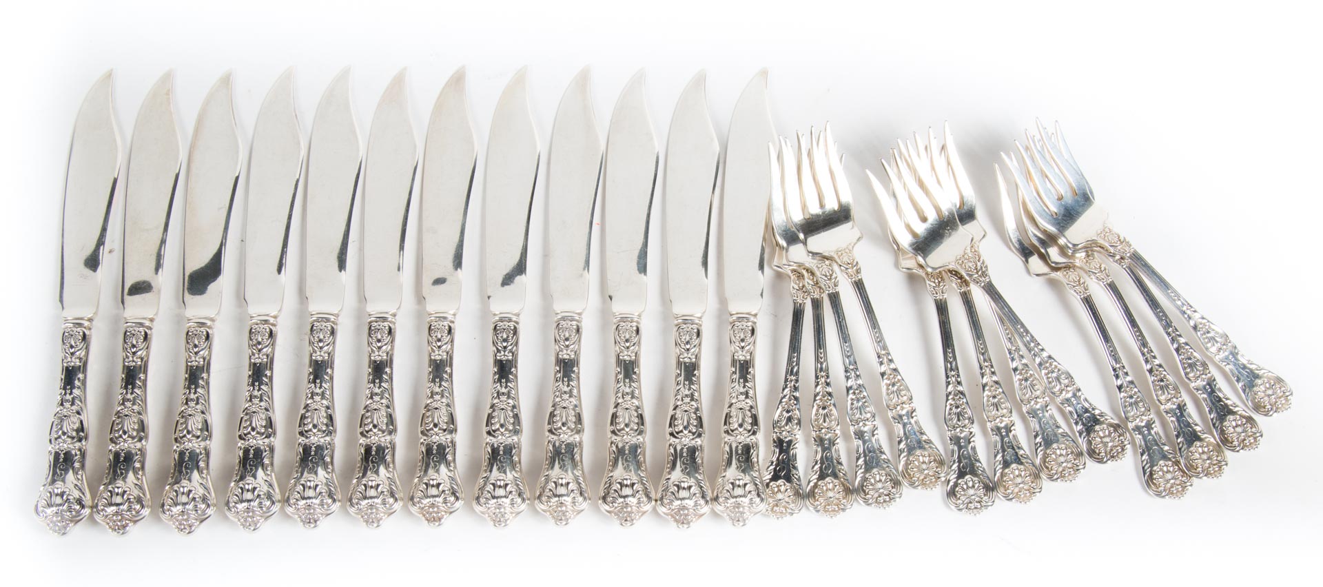 Appraisal: Gorham Queens sterling fish knives forks set of sterling silver