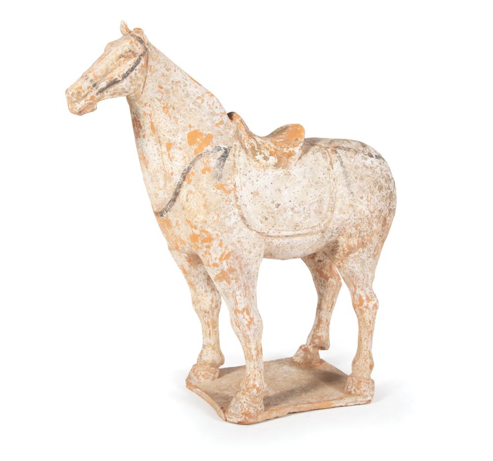 Appraisal: Chinese Painted Pottery Horse probably Tang Dynasty - modeled wearing