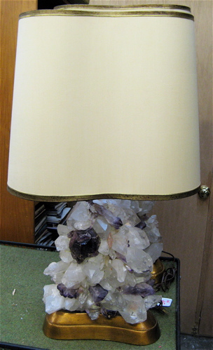 Appraisal: PAIR COLLECTOR'S AMETHYST AND QUARTZ CRYSTAL TABLE LAMPS designed and