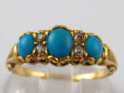 Appraisal: An antique carat gold turquoise and diamond ring size P