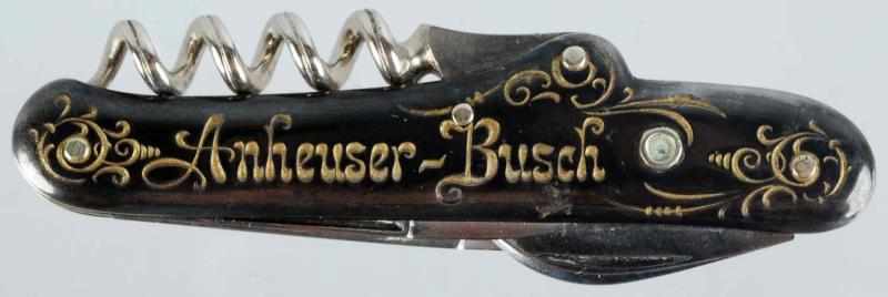 Appraisal: Anheuser-Busch Embossed Etched Pocket Knife With Adolphus Busch peep hole