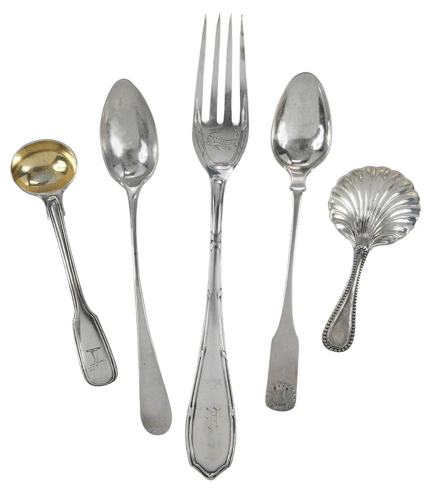 Appraisal: Pieces Continental and English Silver Flatware th century including Georgian