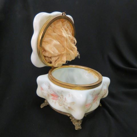 Appraisal: Wavecrest Art Glass Handkerchief Box footed puffy or egg crate