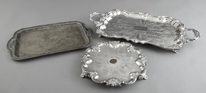 Appraisal: Three-Piece Group of Silverplate Trays consisting of an attractive antique