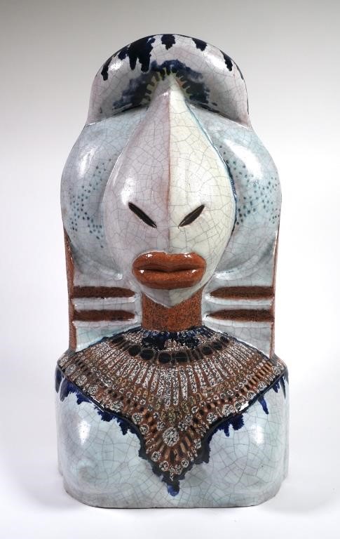 Appraisal: Ceramic bust by Texas artist Robert Willson American - Stylized