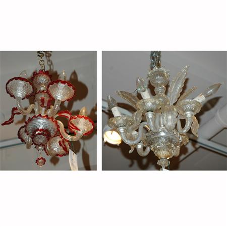 Appraisal: Two Venetian Glass Five-Light Chandeliers Estimate -