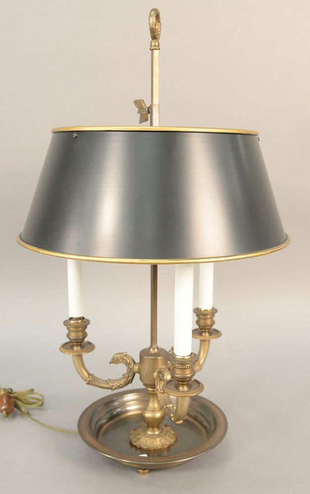 Appraisal: French brass Bouillotte table lamp with adjustable tole shade ht