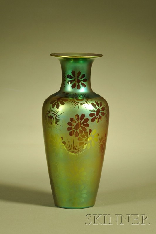 Appraisal: Zsolnay Iridescent Green Eosin Glazed High Shouldered Baluster Vase Hungary