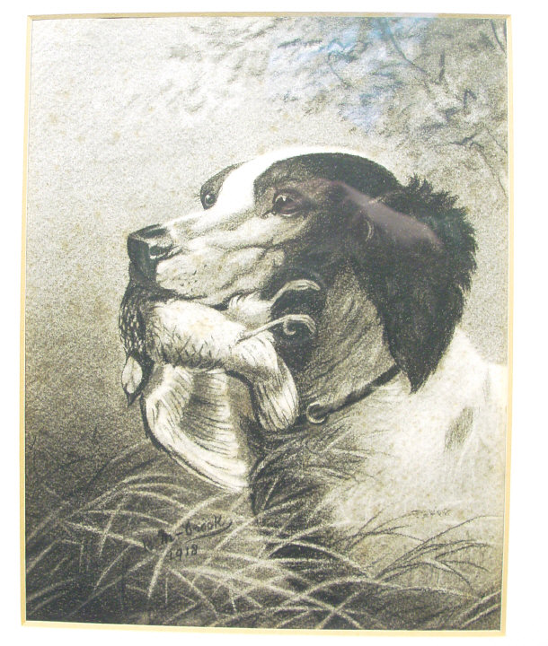 Appraisal: R M Brook pastel study of a hunting dog with