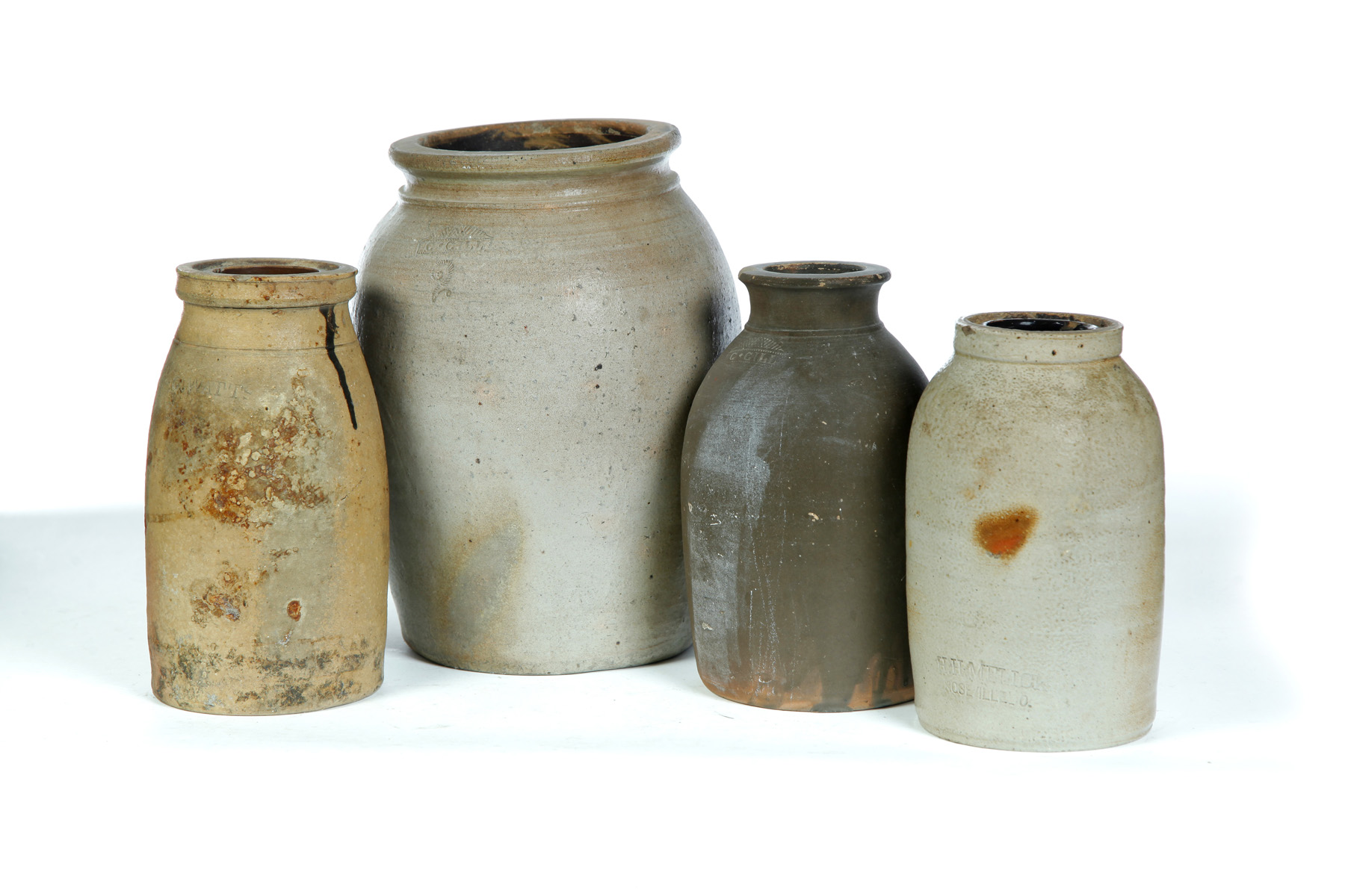 Appraisal: FOUR PIECES OF OHIO STONEWARE Second half- th century Jar