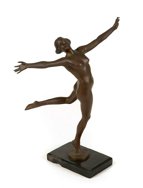 Appraisal: An Art Deco bronze figure of a young woman height