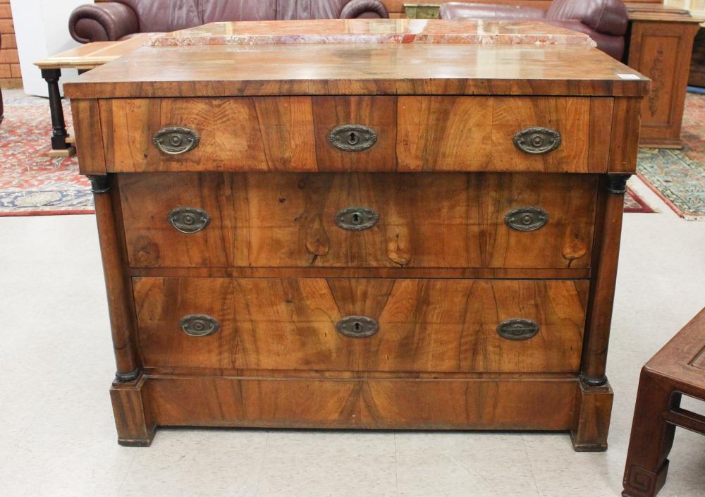 Appraisal: THREE-DRAWER BIEDERMEIER CHEST German second quarter th century walnut veneered