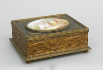 Appraisal: A Decorative French Box with Porcelain Medallion Highly decorative jewelry