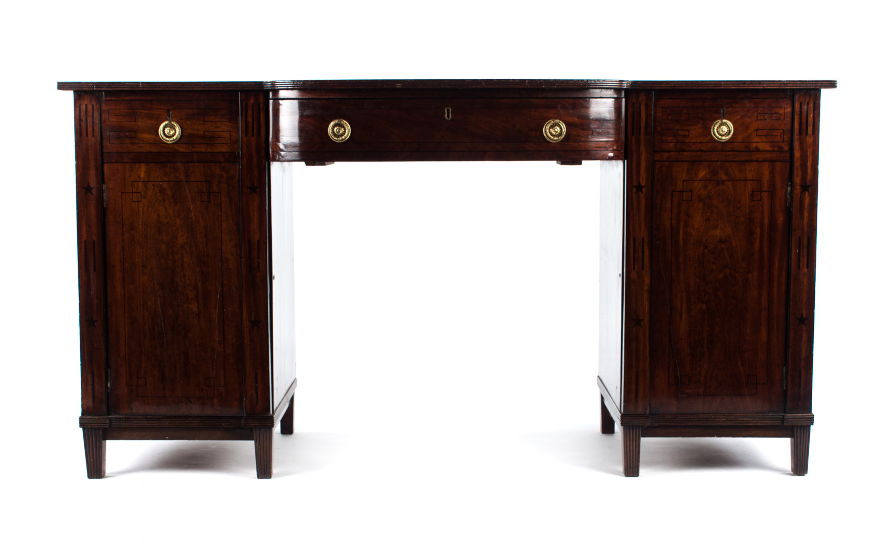 Appraisal: Regency inlaid mahogany shaped front sideboard