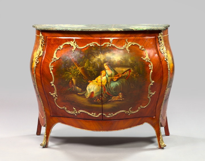 Appraisal: Large Gilt-Brass-Mounted Kingwood Vernis Martin and Marble-Top Cabinet second quarter