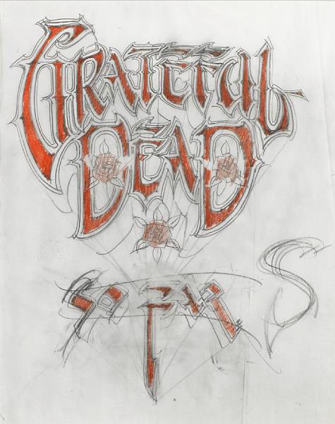 Appraisal: Rick Griffin Grateful Dead - So Far lettering artwork pencil