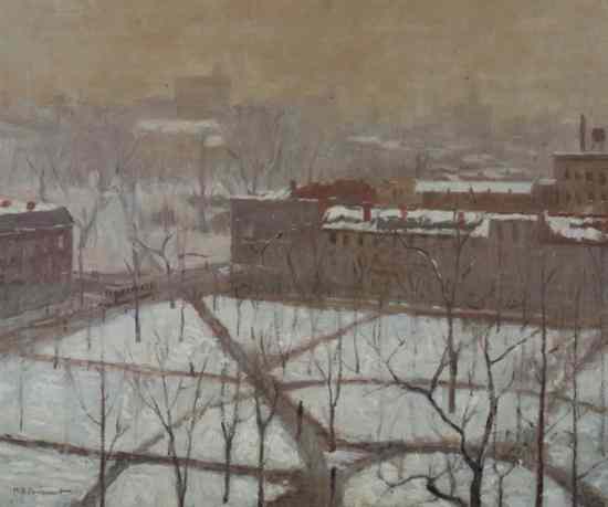 Appraisal: HENRY BOLLER PANCOAST American - WASHINGTON SQUARE WINTER PHILADELPHIA signed