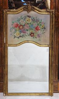 Appraisal: French trumeau mirror French trumeau mirror the giltwood frame centering